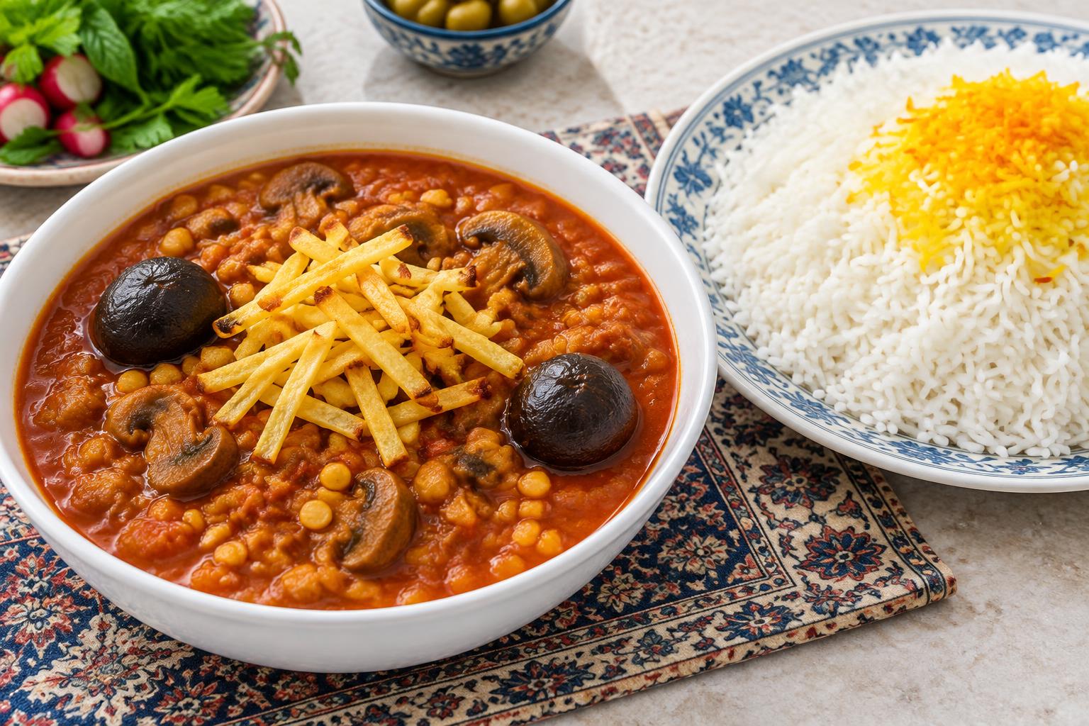 خورشت قیمهٔ وگن — دستور گیاهی با لیمو